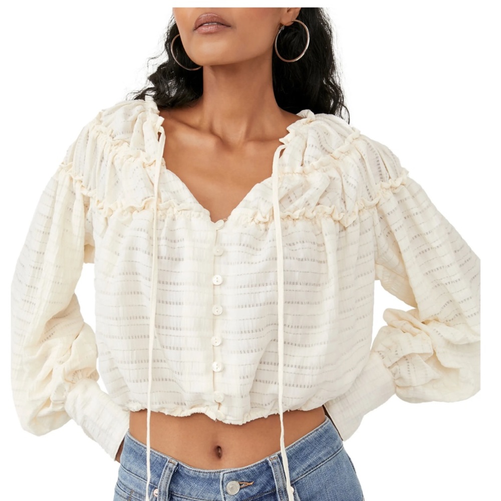 Free people size medium, new with tags,  cute cropped cream top!